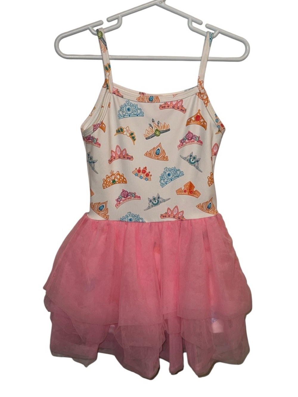 The Magic Box Disney Princess Crown Tutu Twirl Athletic Dress Pink Tulle 3/4
